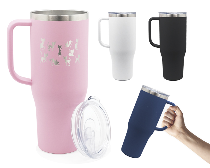 Insulated Tumbler with Handle – Stainless Steel Travel Cup - Image 2
